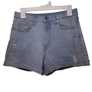 Wild Fable Super High Rise Distressed Rolled Cuff Denim Shorts Light Wash Size 6